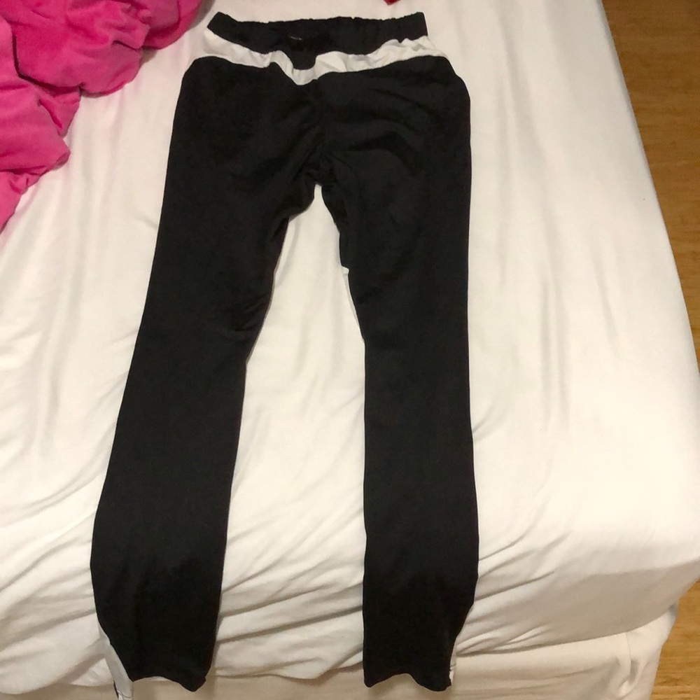 White and black tights with mesh on leg area